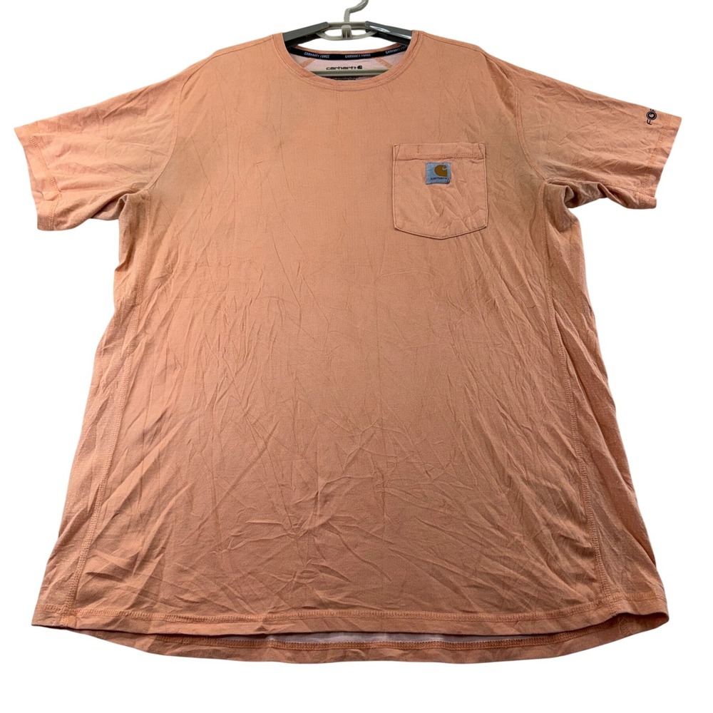Carhartt T-Shirt Mens L Peach Force Relaxed Fit Short Sleeve Pocket Work Tee